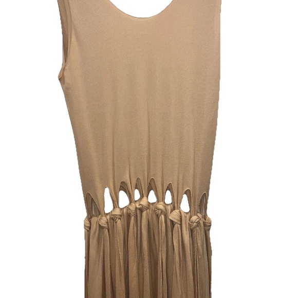 CHLOE Fringe Maxi Dress Beige Tan Knit Sleeveless Boho Resort FR 38 US 6 NWT NEW - Picture 7 of 14